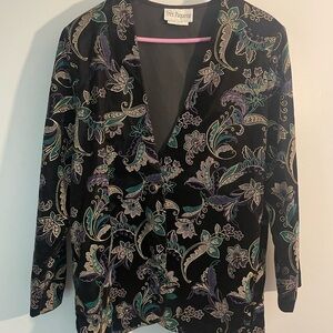 Vintage Byer  California Black and Purple Blazer with Floral Design
